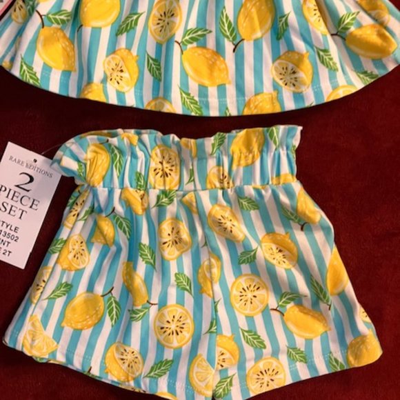 NWT! RARE EDITIONS - Girl's Size 2T - Adorable Striped Pattern 2 Piece Short Set - Picture 6 of 9